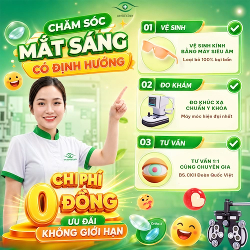 Ưu đãi vệ sinh kính, khám và đo mắt lần đầu
