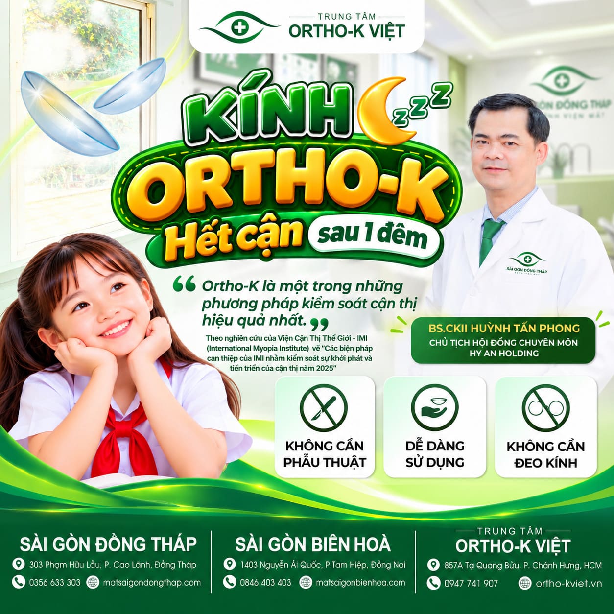 Kính Ortho-K hết cận sau 1 đêm